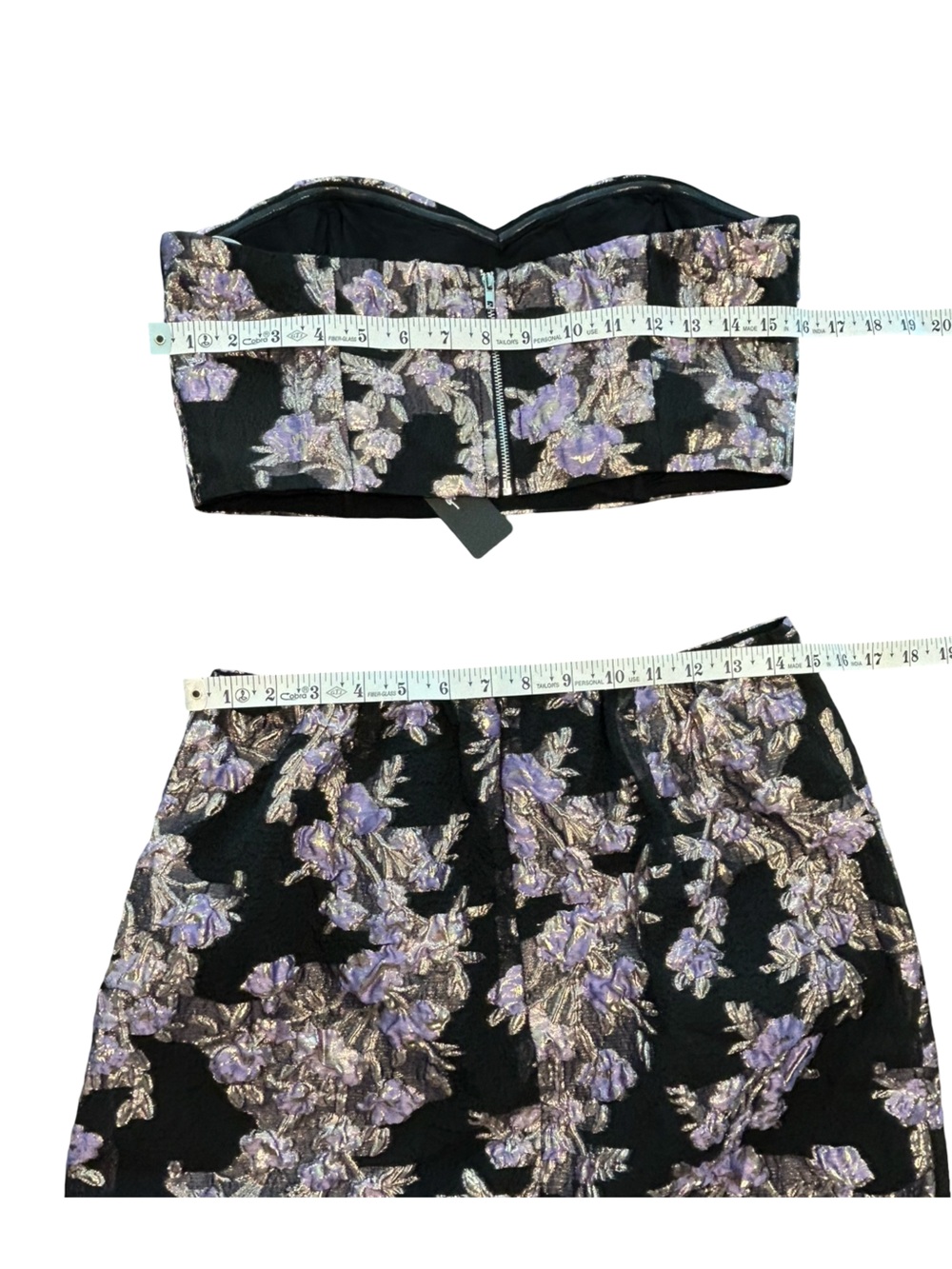 Lulus two piece invite list Floral Jacquard dark romance gothic glam dress NWT M - Picture 10 of 12